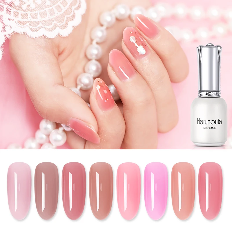 Harunouta 12ml Pink Color Gel Nail Polish Natural Resin Long Lasting Soak Off UV LED Lamp Nail Art Gel Varnish Manicure