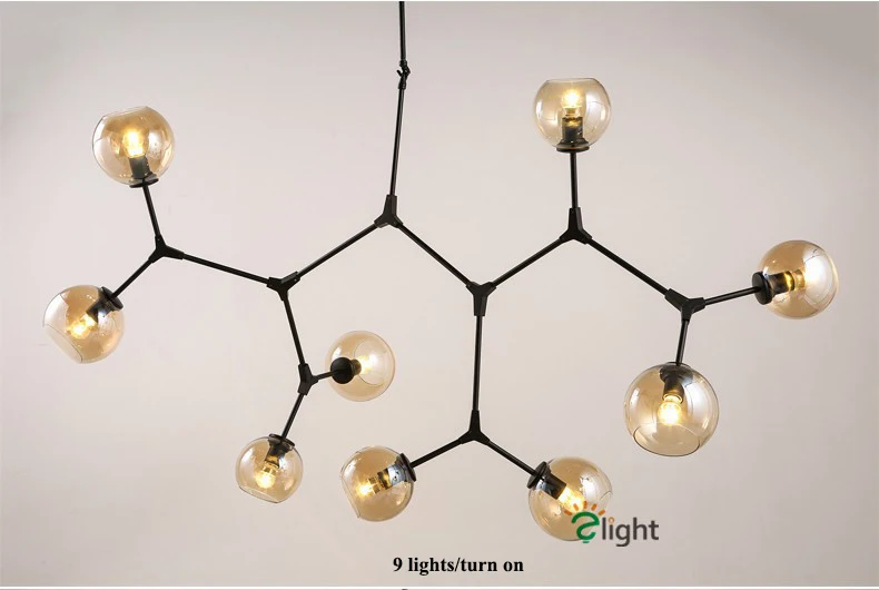 Современные maginc бобы LED Люстры Освещение блеск Стекло мяч Гостиная LED подвесная люстра огни Спальня висит свет