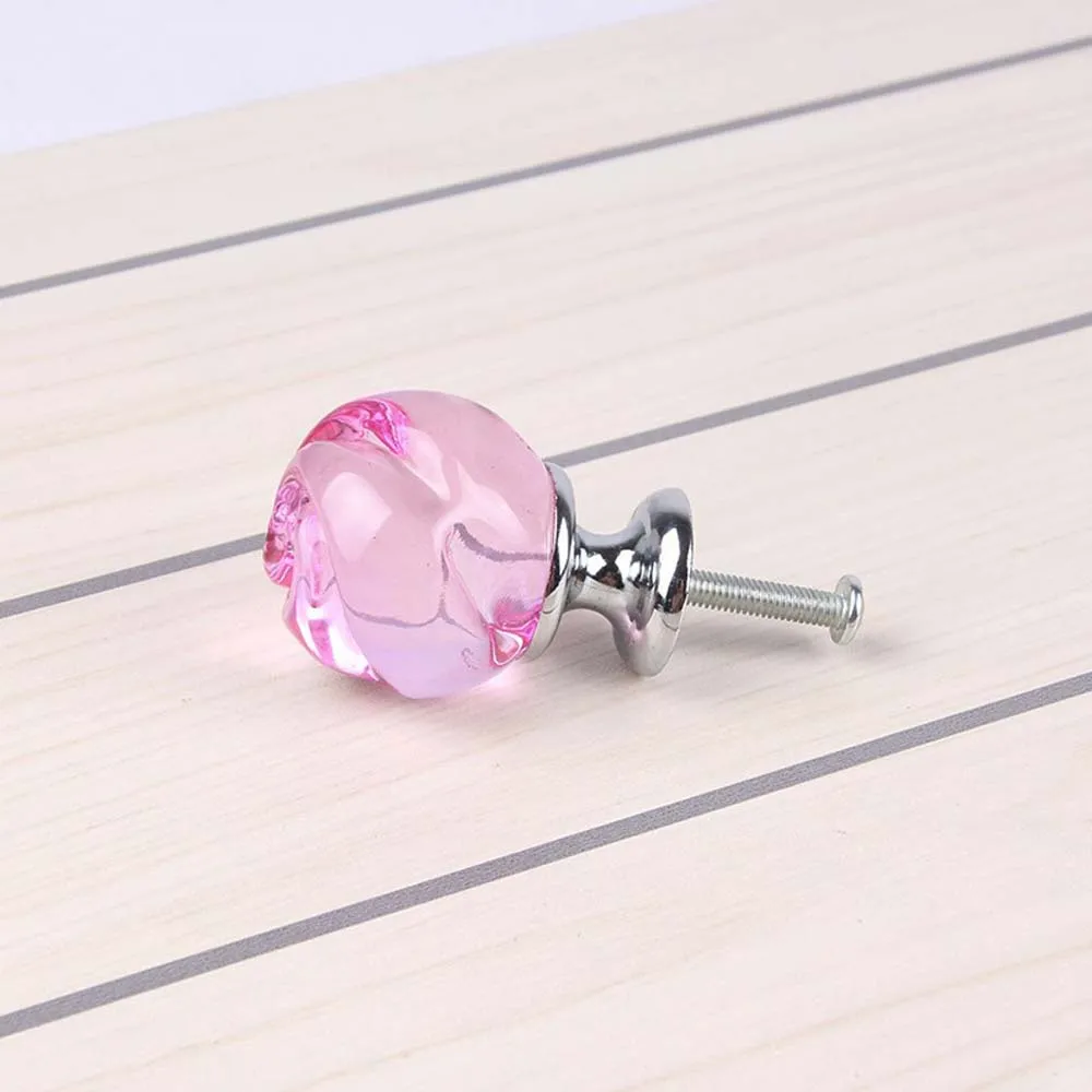 MEGAIRON Pink Crystal Door Knobs Home Furniture Hardware Accessories