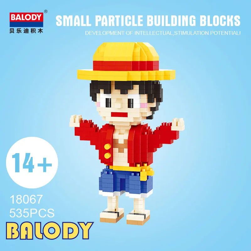 

3d Model One Piece Diamond Block Plastic Cube Building Blocks Bricks Anime Cartoon DIY Diamond Nano Blocks Mini Educational Toy