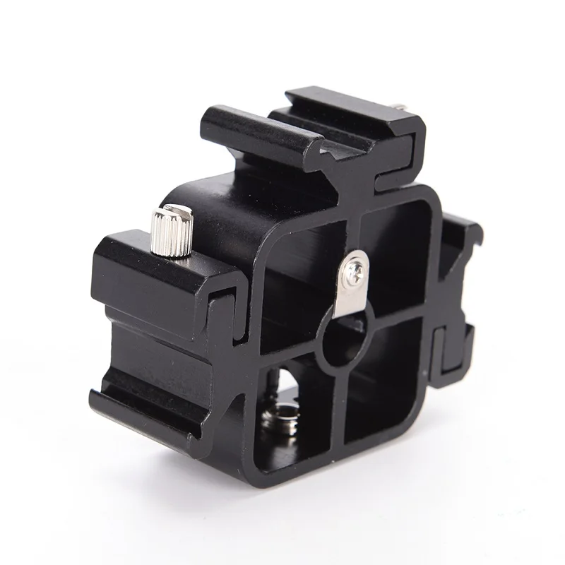All Metal Three Hotshoe Flash Bracket Mount Adapter for Canon Nikon PENTAX Olympus Flash Speedlite with Umbrella Holder (7)