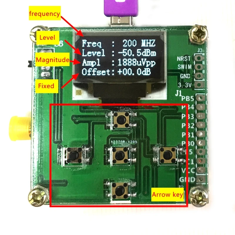 8GHz 1-8000Mhz OLED RF Power Meter-55-5 dBm+ Sofware RF Attenuation Value