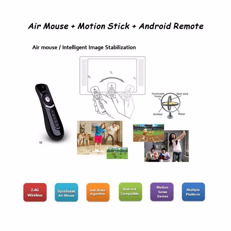 T2 Fly Air mouse 2,4 ГГц и беспроводная мини-клавиатура и 3D пульт дистанционного зондирования для X92 X96 T95 Android tv Box медиаплеер игровой