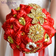 Великолепный Кристалл Букеты свадебные красные брошь букет свадебные аксессуары невесты Искусственный Свадебные цветы Свадебные букеты
