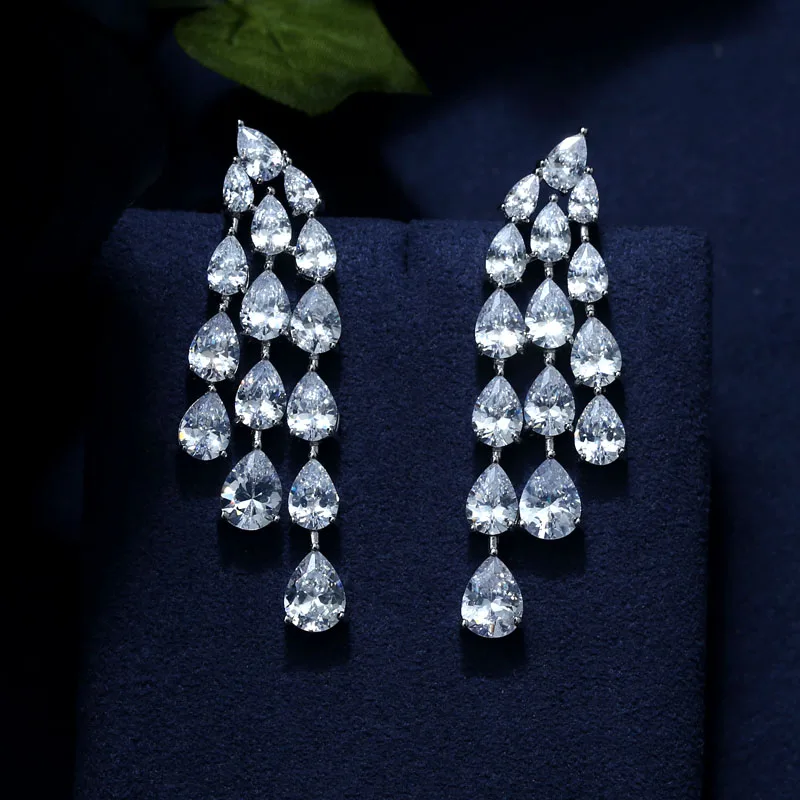 

JaneKelly Clear Zirconia 2017 New Fashion brincos Cubic Zirconia Long Earrings Crystal better Earrings for Women and Girl