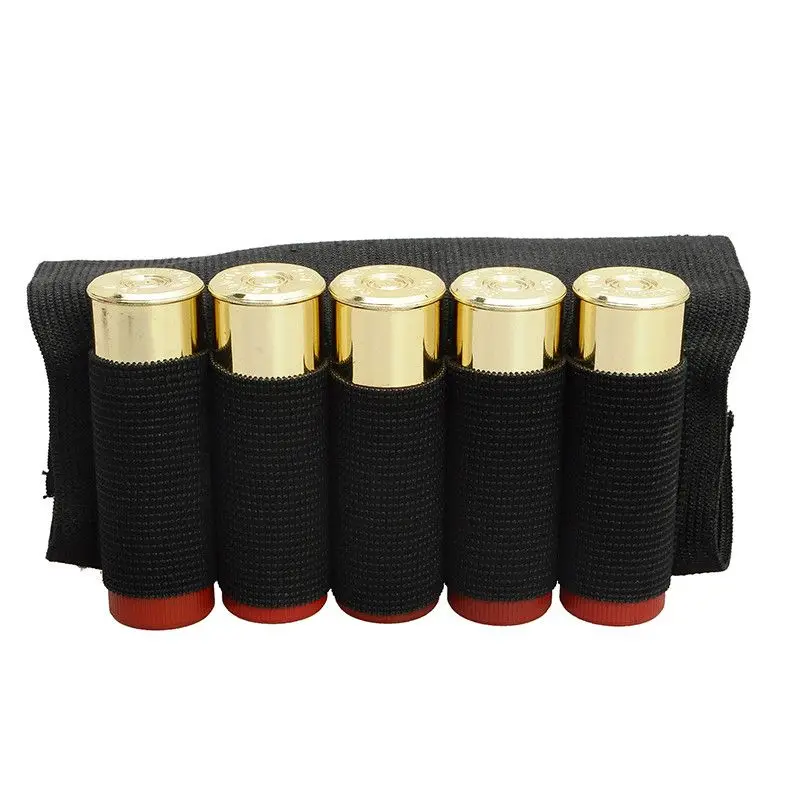 

Airsoft Rifle Hunting Tactical Pouches 5 Butt Cartridges Stock Shell Holder Elastic Fabric Ammo Pouch Carrier Accossory