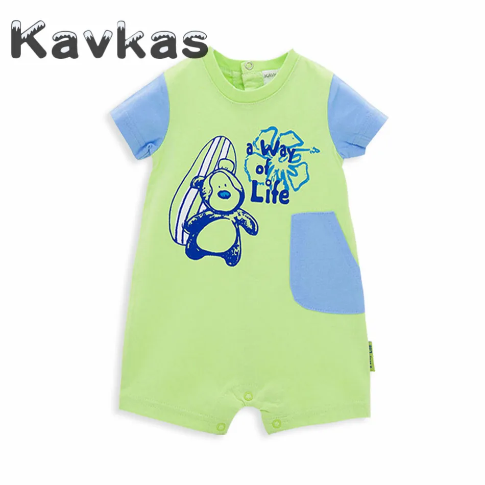 

Kavkas Baby Boys Romper Short Sleeve Summer Baby Clothing Skateboard Bear Printing 0-24 months One Piece Newborn Jumpsuits