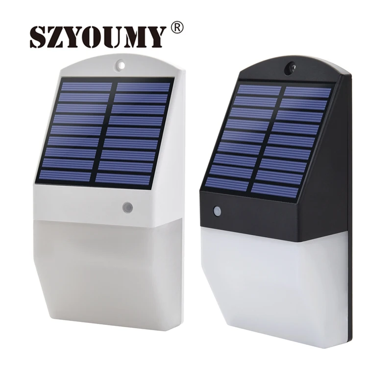 

SZYOUMY 25 LED Solar Light Hot Radar Sensor Warm White Dim and White Light Outdoor Waterproof Solar Lamp black/white BIG Stock
