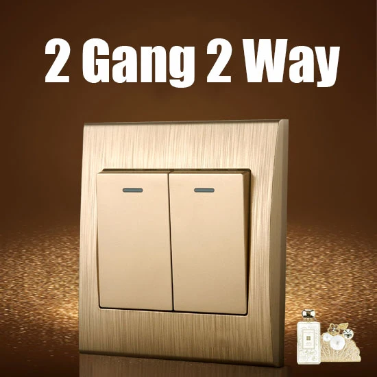 2 Gang 2 Way Champagne gold Wall switch Random Click Push Button Wall