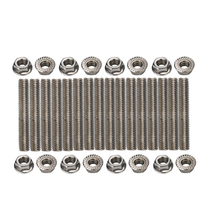 

Nuts&Bolts 16PC 304 Stainless Exhaust Manifold Stud Kit For Ford 4.6 & 5.4 Liter V8 2 Manifolds Silver dropship