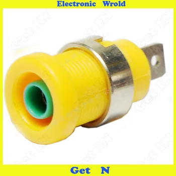

20pcs 4mm Banana Jack Socket 4mm Panel Yellow Outer Green Inner Pure Copper High Pressure Safety Jacket Terminals