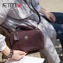 AETOO Inverness Retro Handmade cowhide women's shoulder crossbody bag, leather casual small Japanese and Korean handbag
