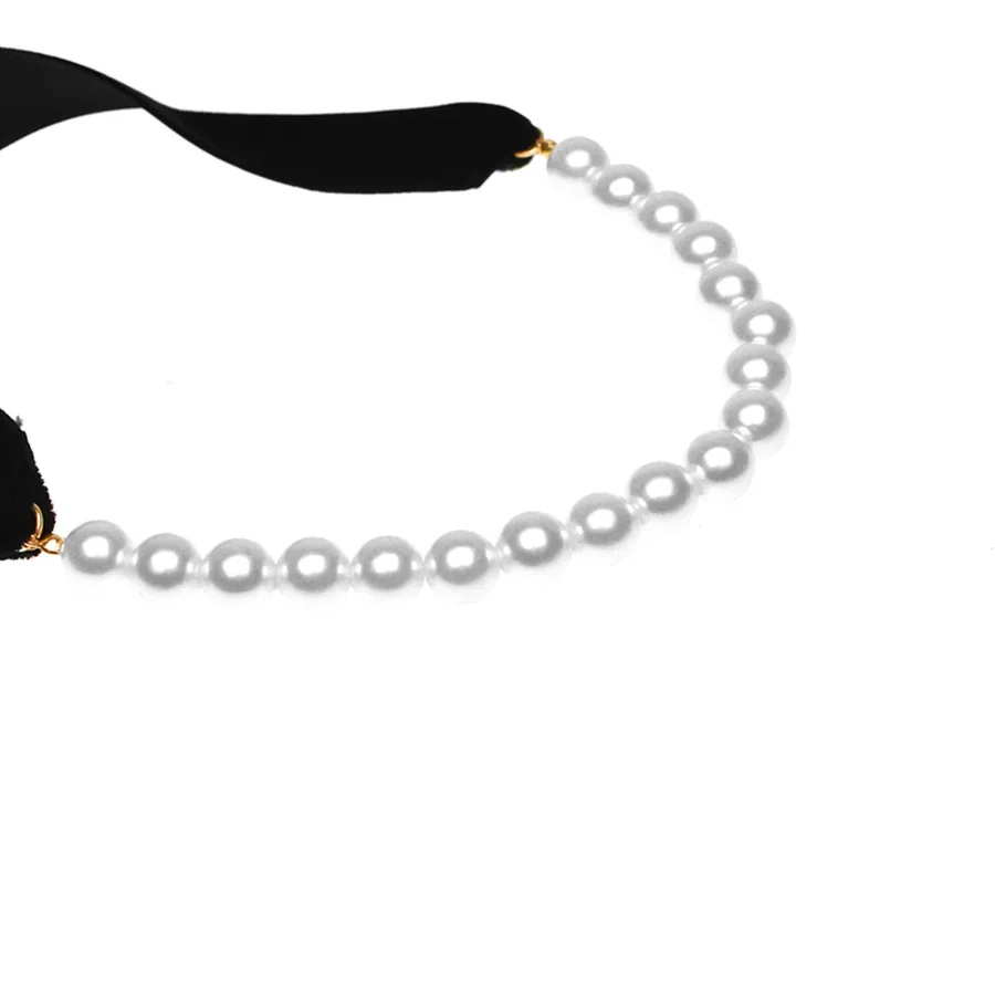 Панк длинный широкий чёрный бархатный лента чокер галстук-бабочка имитация жемчуга бусины Шарм Воротник Ожерелье готические ювелирные изделия подарки на год