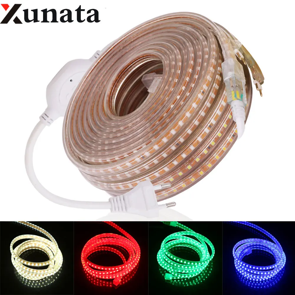 

High Brightness 2835 LED Lighting Strip AC220V Kitchen Waterproof 120 LEDs/m Ribbon Tape Flexible LED Light With EU Dimmer Plug