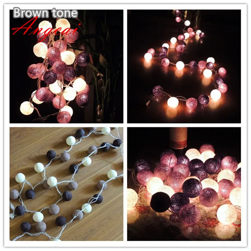 

20pcs/sets thai style cotton ball string lights, Party,patio,wedding,newborn,xmas,valentine decor gift -multicolor can choose
