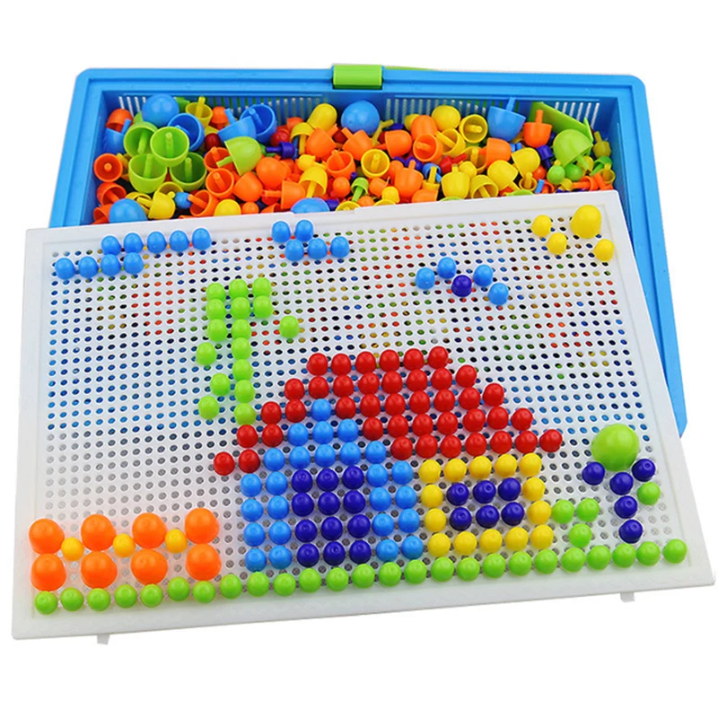 DIY Set ConstructionToys Pixel Art Beads Kid's Constructor Stem Toys Mushroom Granules Inserted Into Blocks Toys For Children