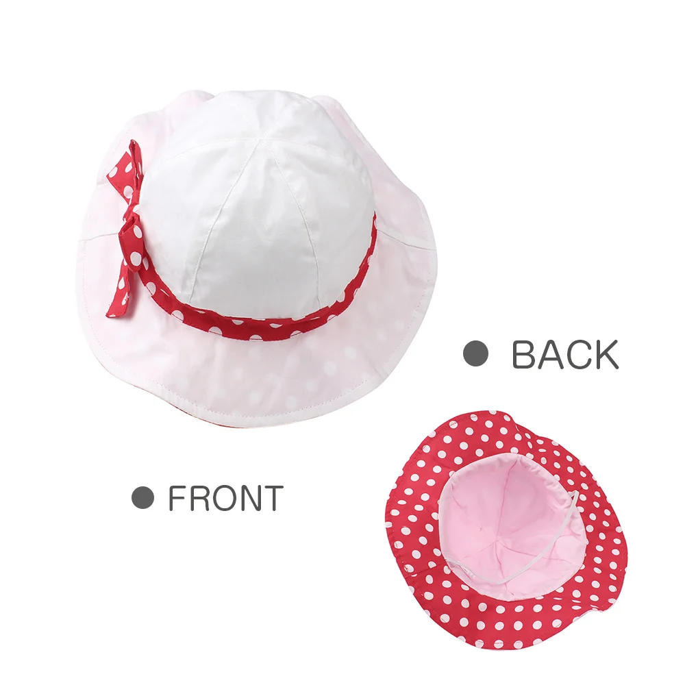 Bow Dots Baby Girls Hat Polka Panama Summer Sun Hat Cotton Cute Baby Bucket Hat For Girls Lace Princess Cap Baby Girls Clothing (1)