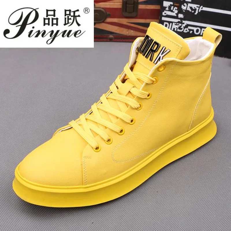 

Men Fashion Casual Ankle Boots Spring Autumn High Top Leisure Sneakers Male Trend Men Leather Hip Hop Shoes