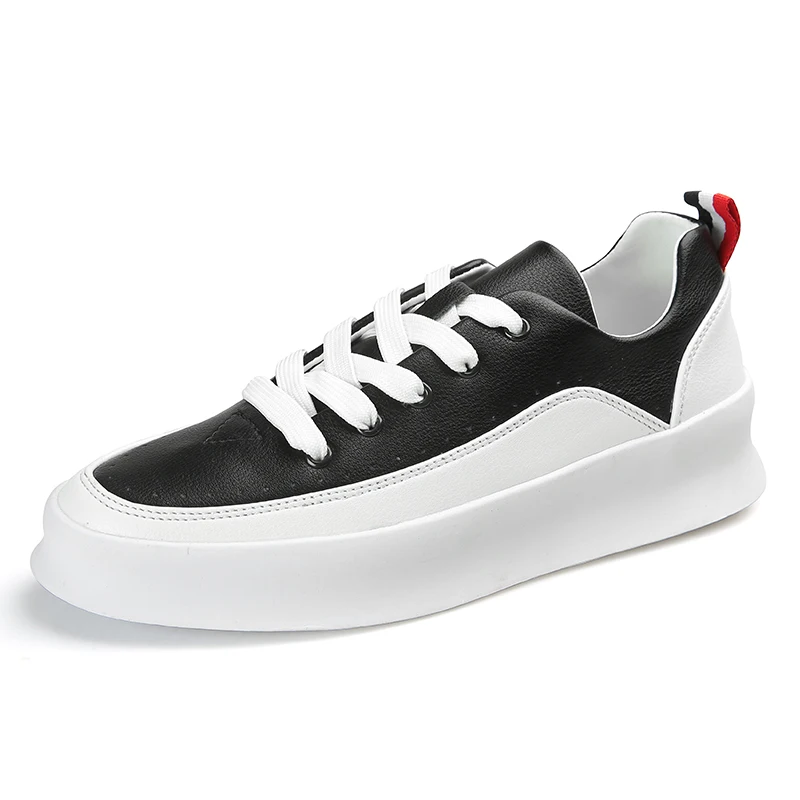 UNN/высококачественные белые мужские туфли из искусственной кожи; модные брендовые мужские кроссовки на плоской подошве; Мужская обувь для тренировок - Цвет: Black White