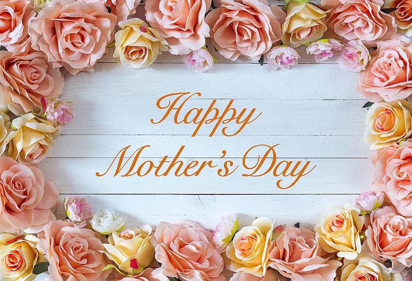 

Happy Mother's Day vinyl cloth dream flowers wood floor photography backdrops for mom party photo studio portrait backgrounds
