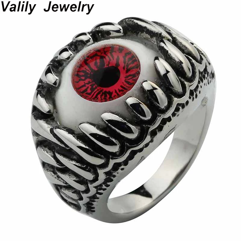 

Valily Jewelry Men's Rings Jewelry Monster Teeth Ghost Ring Variation Eagle Eye Cool Skull Ring Stainless Steel Punk Jewelry