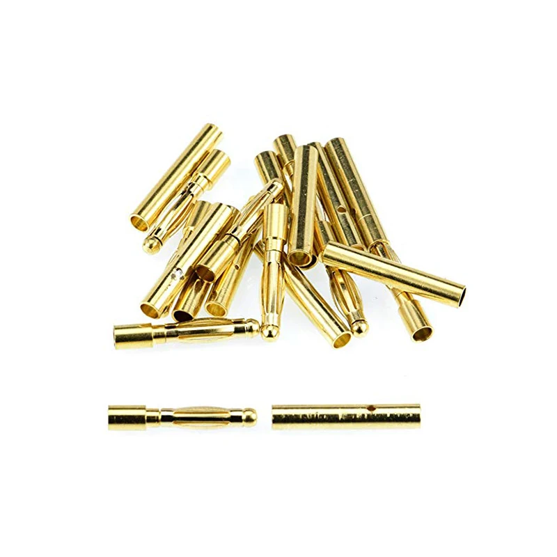 

FATJAY 20pcs / 10 pairs RC bullet connector gold banana plug 2.0mm male female