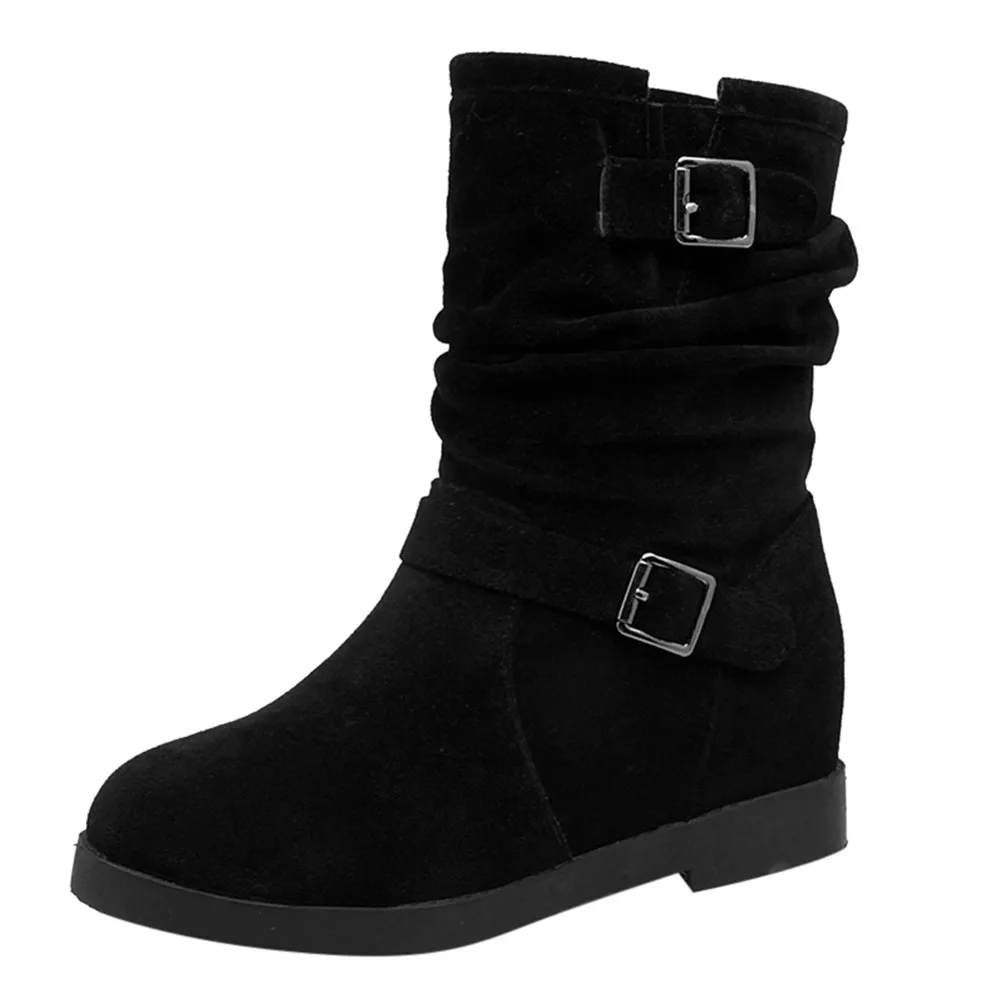 

Women Warm Solid Increase Metal Retro Boots Round Toe Shoes fashion non-slip Gladiator Roman Flat Shoes for Outdoor Apr 29
