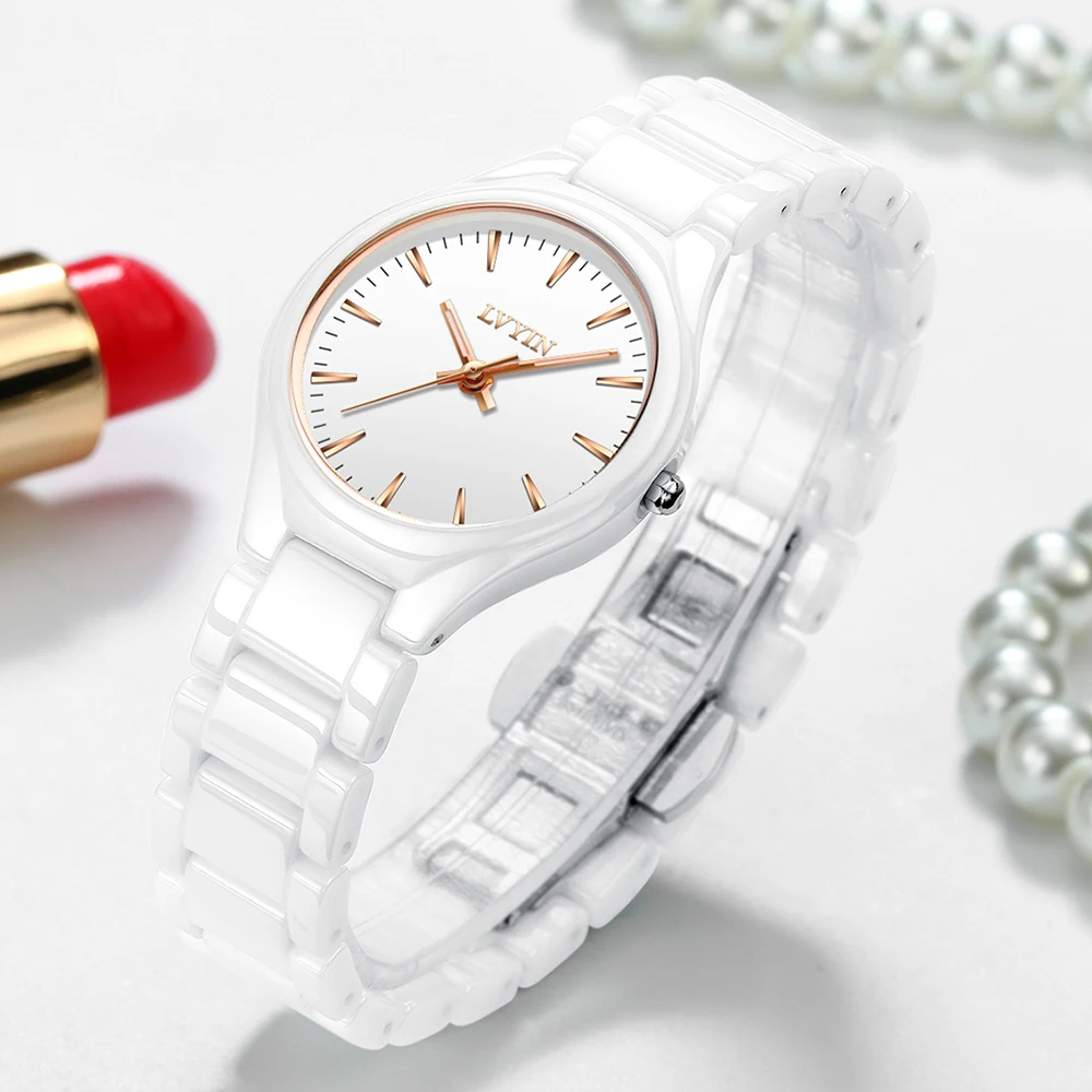 Lvyin Роскошные брендовые керамические часы женские модные простые водонепроницаемые кварцевые часы женские элегантные деловые ЧАСЫ ЖЕНСКИЕ НАРЯДНЫЕ часы 6840