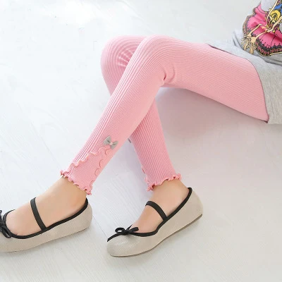 New Leggings for Girls Kids Spring Autumnm Cotton flower Leggins Children Skinny Clothing Trouser Pants Cute Leginsy Getry - Цвет: pink