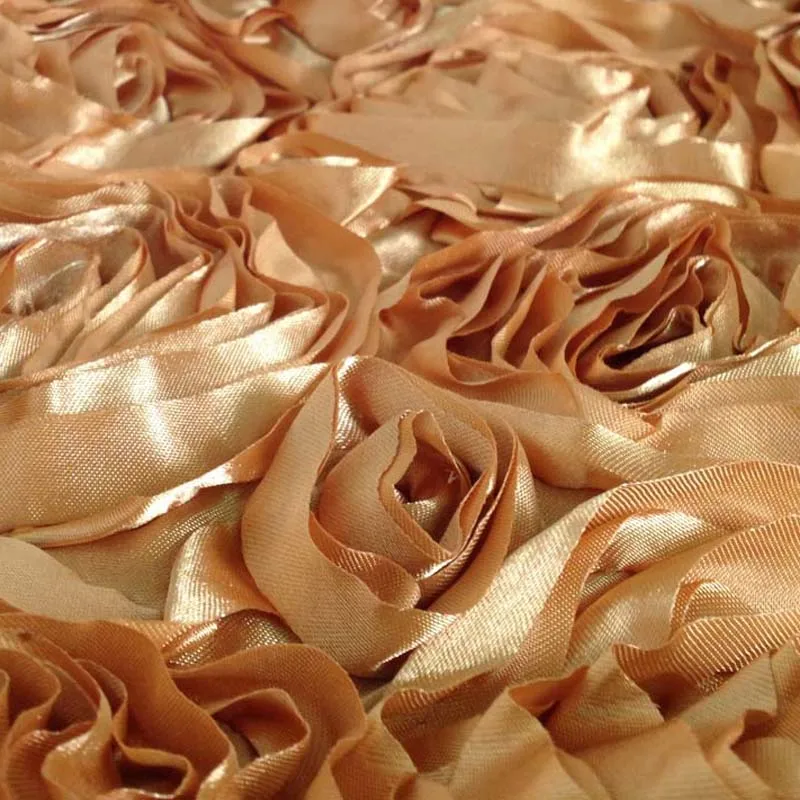 Шелковая ткань с вышивкой из больших 3D роз. Ткань для юбок, свадебных и вечерних платьев, декоративных настольных скатертей и накидок на стулья - Цвет: 1 Gold
