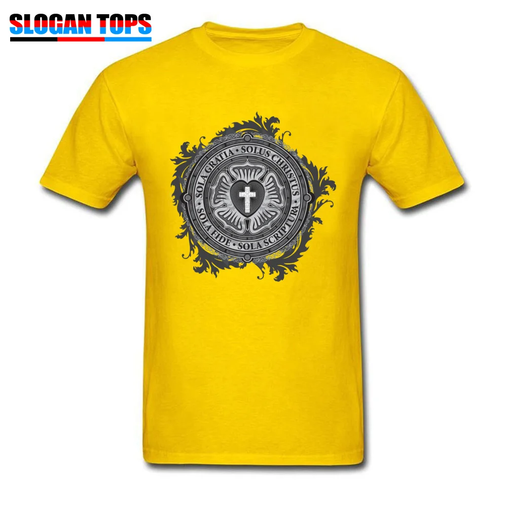 Fashionable Men Tops Shirt Casual Normal T Shirts 100% Cotton Short Sleeve Personalized Tops & Tees Round Neck Luther Rose Christian Luther Seal 11595 yellow