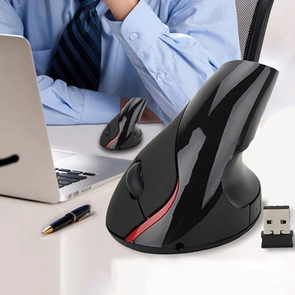 Эргономичная Беспроводная перезаряжаемая USB оптическая Вертикальная мышь 2 4 ГГц