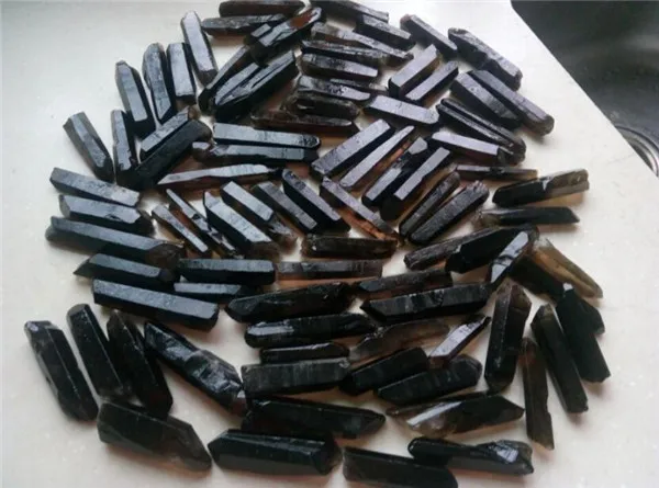 500 grams natural black crystal irregular stone tea pillar point home decoration |