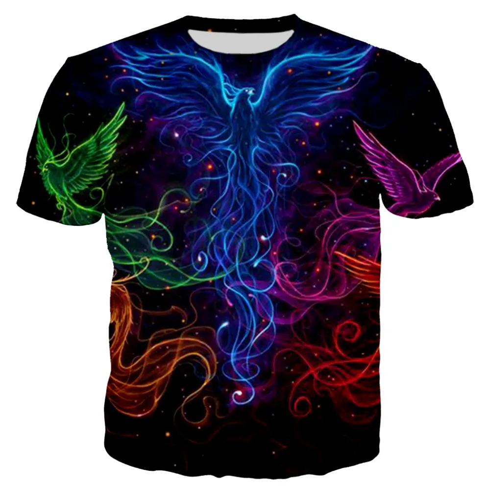 

2019 Summer New FashionT shirt Unisex 3d Print Phoenix T-shirt Short Sleeve O-neck Casual T-shirts Tees Tops XS-7XL