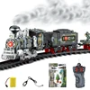 Classic Electric Steam Smoke Track Train With Light Simulation Train Sound independent Assembly Toys for children 1