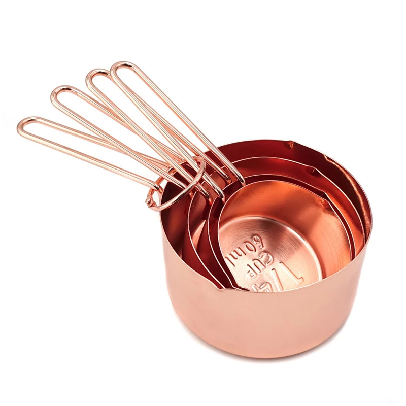 Kitchen Scale 4Pcs Stainless Steel Measuring Cup Set Gold Measuring Cups Coffee Scoop Spoon Measuring Spoon Baking Cooking Tools (9)