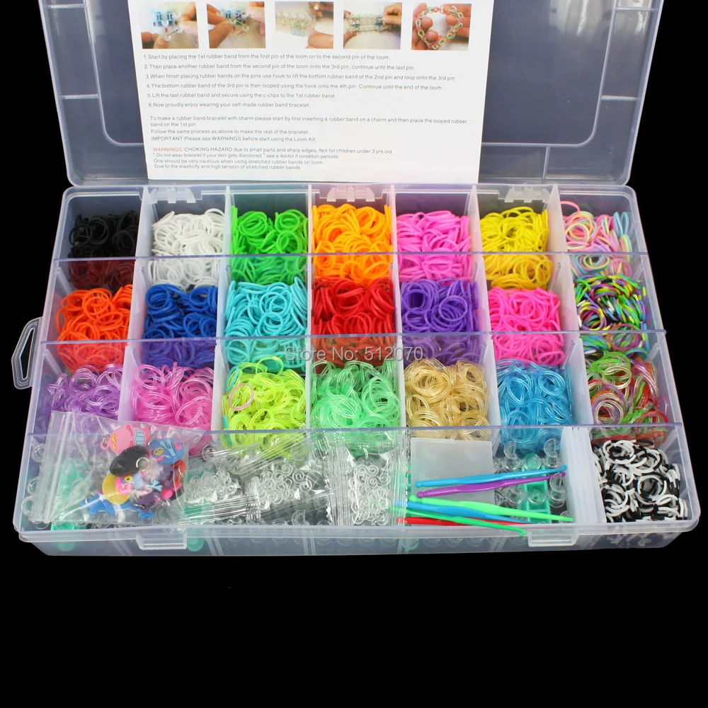 Hot Sale DIY Style Loom Band Colorful 2200 pcs of Bands hook&loom