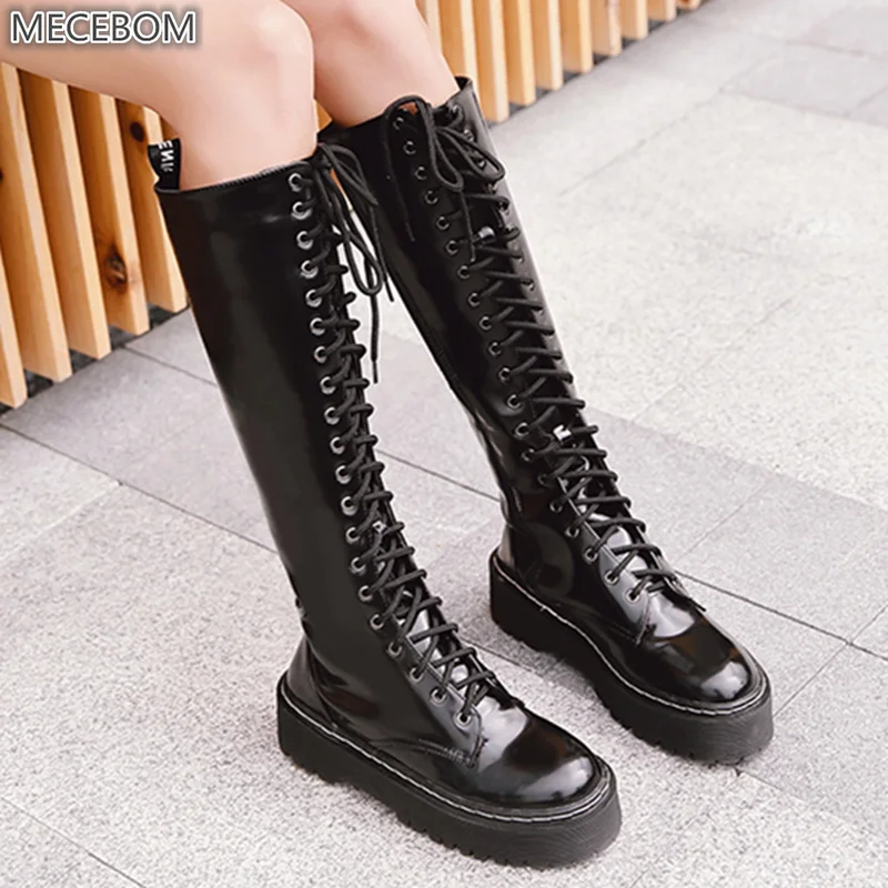 

2018 Winter Leather Med Heel Wedge Plush Platform Warm Feminina Motorcycle Snow Boot Women Shoes Zapatillas Mujer Martin 2508W