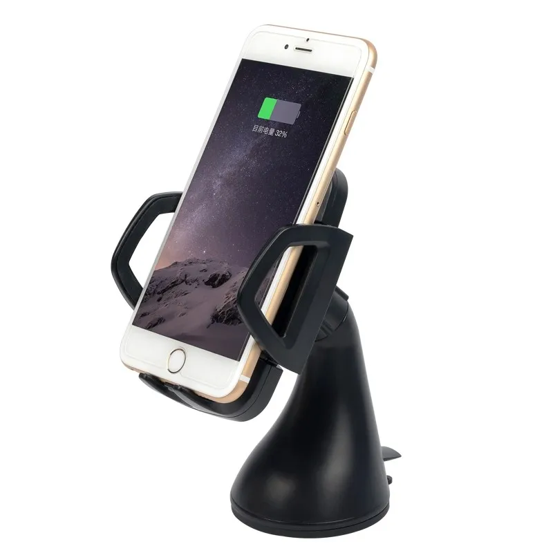 

2016 New Qi Standard Suction Cup Triple-coil Car Wireless Charger with Stand for Samsung Nokia Google with Receiver Case