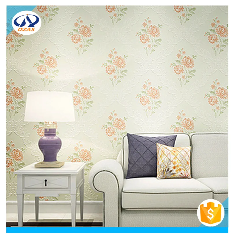 Bedroom living room TV background wallpaper green wild garden flower non-woven wallpaper08