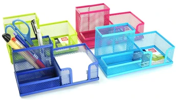 

Square Net Penholder Desk Storage Box Container Pencil Holders Stand Stationary Office Comestic Organizer