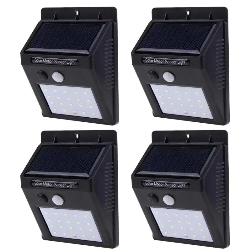 

4pcs 20LED Solar Light Motion Sensor Wall Lights Waterproof Outdoor Garden Yard Pathway Emergency Security Wall Lamp