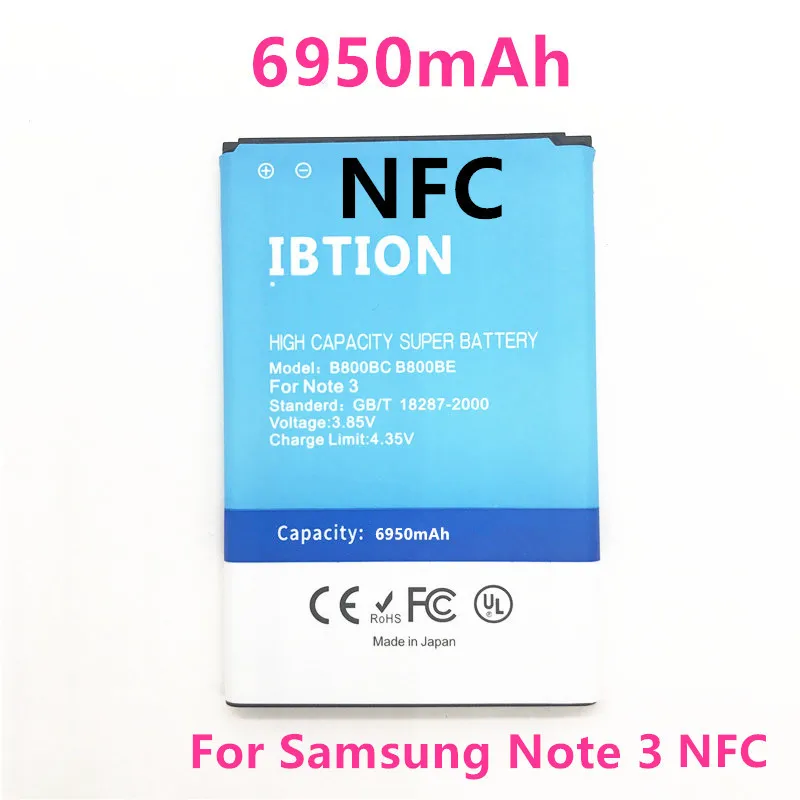 

IBTION NFC 6950mAh for Samsung Galaxy Note3 III note 3 N9000 N9005 N9002 N900 N900A (B800BE) High Quality Replacement Battery