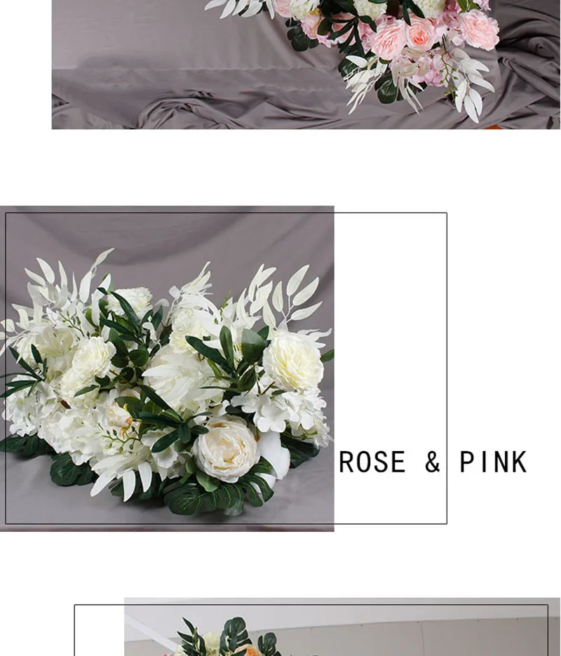 Flone 50cm Artificial Silk Rose Flower Row For Pink Wedding Decoration Arch Road Lead Window Party Decor Fake Flowers Home Art (12)