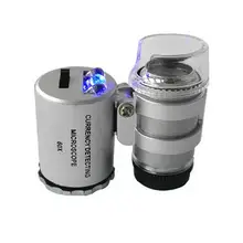 Светодиодный УФ-светильник 60X карманный микроскоп мини-Лупа Портативный ювелирный микроскоп