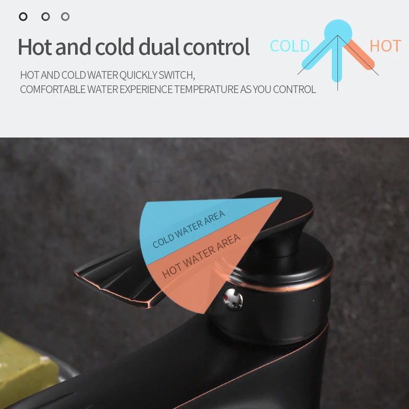 GEYO Antique Kitchen Black Copper Bathroom Faucets Basin Faucets Brass OilRubbed Bronze Faucet Bathroom Shower Hot Cold MixerTap