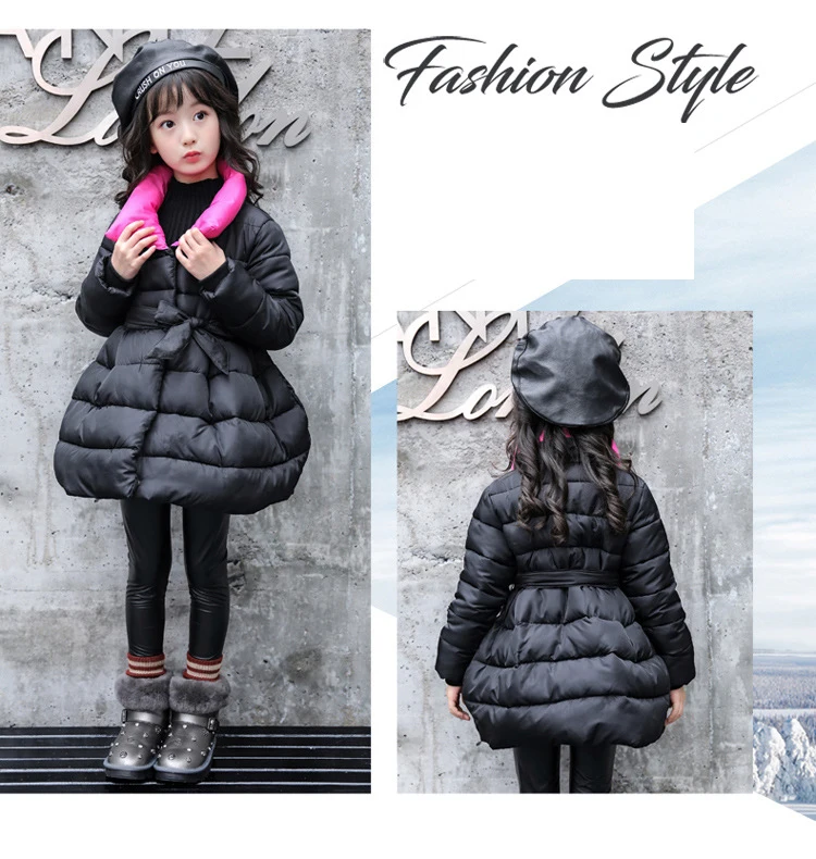 Модные зимние куртки для девочек-подростков детские пальто в русском стиле детская верхняя одежда однотонная Корейская одежда теплая плотная одежда для детей от 4 до 15 лет