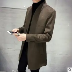 Однобортный однотонный модный Тренч пальто Высокое качество Мужская одежда пальто куртки 2018 зима
