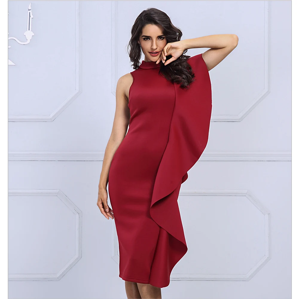 JSMY 2019 New Summer Fashion Women Large Ruffled Sexy Stitching Sleeveless Nightclub Pack Hip Dress