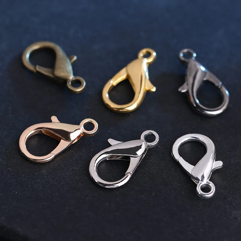 

50pcs Metal Lobster Clasp Bracelet Necklace jewelry Accessories Clasps Snap Hooks Key findings Chain Lanyard DIY Craft 6 Sizes